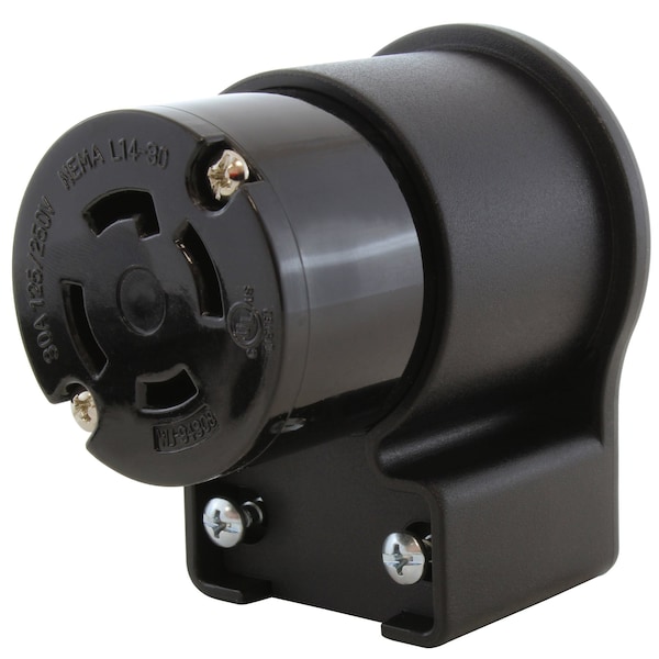 Locking Connector, L14-30R, 30 A, 125/250V AC, Single Phase, Black